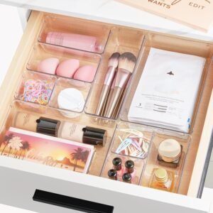 28 PCS Clear Plastic Drawer Organizers Set