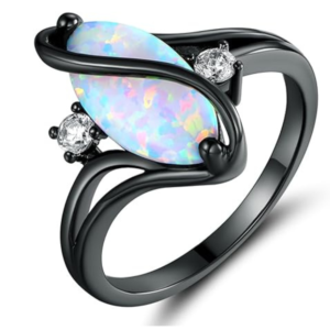 White Fire Opal Cubic Zirconia Ring