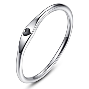 Silver Simple Carve Heart Wedding Ring