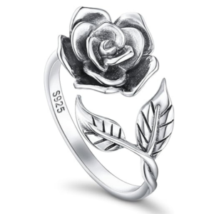 Silver Rose Flower Ring